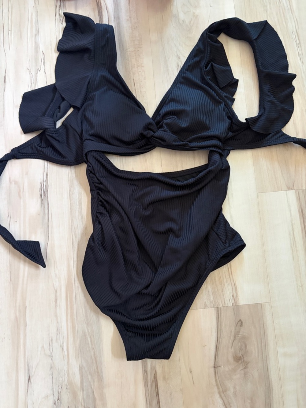 Black Ruffled One-Piece Swimsuit - Women maternity